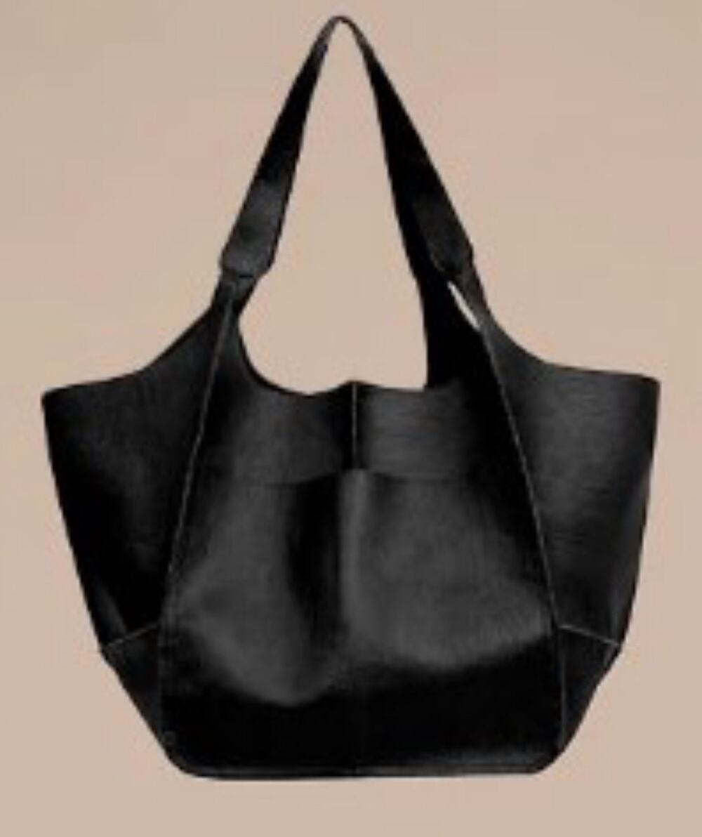 NWOT Large Black Faux Leather Shoulder Bag